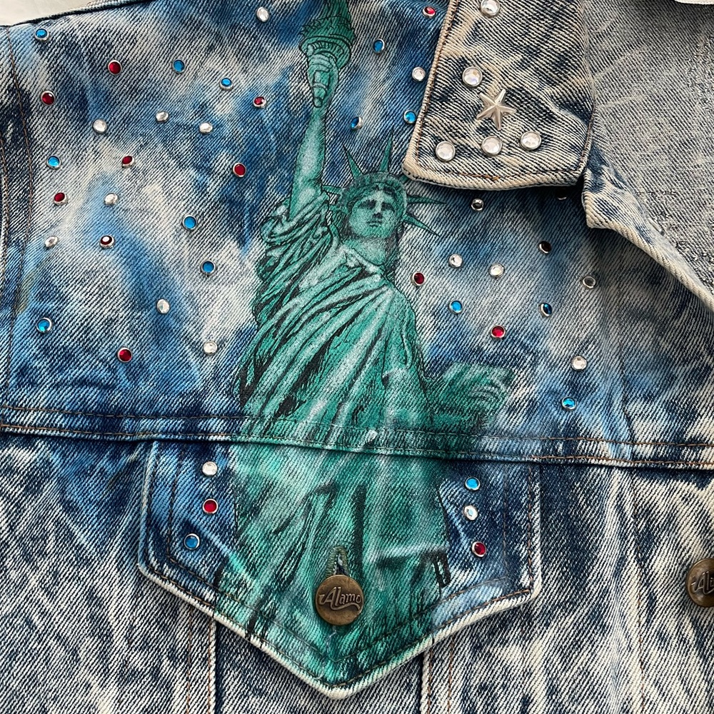 Tony Alamo New York Hand-Painted Rhinestone Denim Jacket – Size XL - Picture 7 of 14